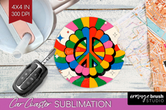 Groovy Car Coaster - Summer Coaster PNG Sublimation Product Image 1