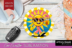 Groovy Car Coaster - Summer Coaster PNG Sublimation Product Image 1