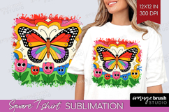 Groovy Square Tshirt Background - Summer PNG Sublimation Product Image 1