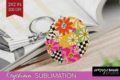 Groovy Keychain PNG - Summer Keychain Sublimation Product Image 1