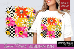 Groovy Square Tshirt Background - Summer PNG Sublimation Product Image 1