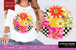 Groovy Round Tshirt Background - Summer PNG Sublimation Product Image 1
