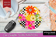 Groovy Car Coaster - Summer Coaster PNG Sublimation Product Image 1