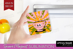 Groovy Magnet Sublimation - Summer Square Magnet PNG Product Image 1
