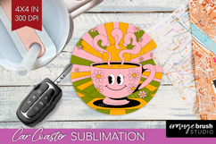Groovy Car Coaster - Summer Coaster PNG Sublimation Product Image 1