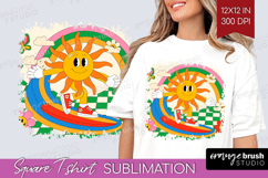 Groovy Square Tshirt Background - Summer PNG Sublimation Product Image 1