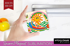 Groovy Magnet Sublimation - Summer Square Magnet PNG Product Image 1
