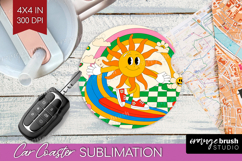 Groovy Car Coaster - Summer Coaster PNG Sublimation Product Image 1