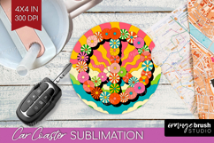 Groovy Car Coaster - Summer Coaster PNG Sublimation Product Image 1