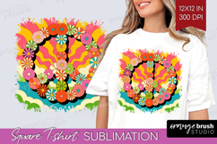 Groovy Square Tshirt Background - Summer PNG Sublimation Product Image 1