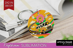 Groovy Keychain PNG - Summer Keychain Sublimation Product Image 1