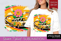 Groovy Square Tshirt Background - Summer PNG Sublimation Product Image 1