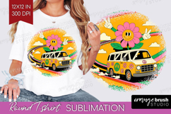 Groovy Round Tshirt Background - Summer PNG Sublimation Product Image 1