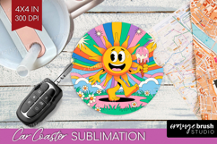 Groovy Car Coaster - Summer Coaster PNG Sublimation Product Image 1