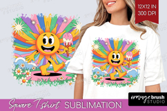 Groovy Square Tshirt Background - Summer PNG Sublimation Product Image 1