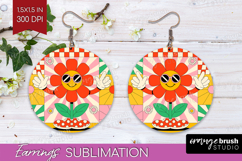 Groovy Round Earrings - Summer PNG Sublimation Product Image 1