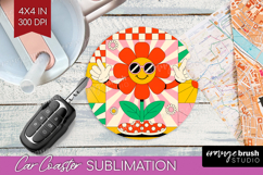 Groovy Car Coaster - Summer Coaster PNG Sublimation Product Image 1