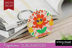 Groovy Keychain PNG - Summer Keychain Sublimation Product Image 1