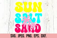 Sun Salt Sand SVG - Retro Summer Vibes - Beach Life SVG Product Image 3