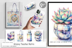 Groovy Teacher Retro Digital Paper Product Image 1