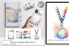 Groovy Teacher Retro Digital Paper Product Image 1