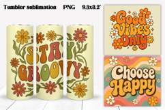 Groovy Flower Tumbler Wrap | Positive Quotes Tumbler Design Product Image 1