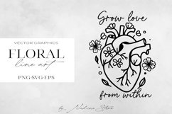 Floral Line Art Clipart | Wildflower SVG, PNG, EPS. Product Image 1