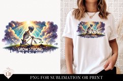Grow Strong Skeleton Gardening Sublimation PNG Product Image 1