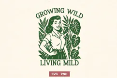 Boho Plant SVG PNG | Growing Wild Quote | Houseplant Jungle Product Image 1