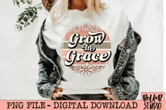 Grow In Grace PNG Sublimation Design, Floral Retro Product Image 1