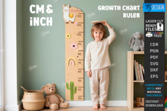 Kids Growth Chart Ruler Laser Cut | Height Tracker | Nursery Product Image 1