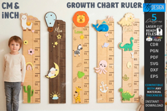 Kids Growth Chart Rulers Laser Cut Bundle | Height Trackers Product Image 1