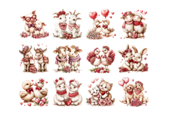Valentine Animal Couples Clipart PNG Set Product Image 3