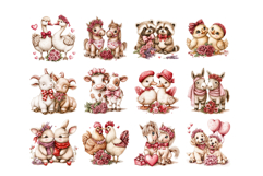 Valentine Animal Couples Clipart PNG Set Product Image 2