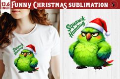 Funny Christmas animal sublimation | Grumpy green parrot Product Image 1