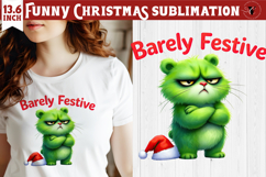 Funny Christmas animal sublimation | Grumpy green bear Product Image 1
