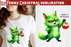 Funny Christmas animal sublimation | Grumpy green fox Product Image 1