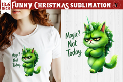 Funny Christmas animal sublimation | Grumpy green unicorn Product Image 1