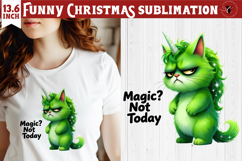 Funny Christmas animal sublimation | Grumpy green unicorn Product Image 1