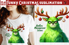 Funny Christmas animal sublimation | Grumpy green reindeer Product Image 1