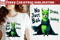 Funny Christmas animal sublimation | Grumpy green lama Product Image 1