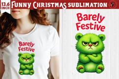Funny Christmas animal sublimation | Grumpy green bear Product Image 1
