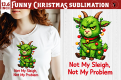 Funny Christmas animal sublimation | Grumpy green goat Product Image 1