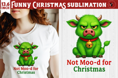 Funny Christmas animal sublimation | Grumpy green cow Product Image 1