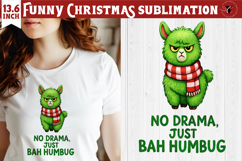 Funny Christmas animal sublimation | Grumpy green lama Product Image 1