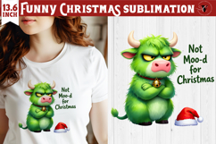 Funny Christmas animal sublimation | Grumpy green cow Product Image 1
