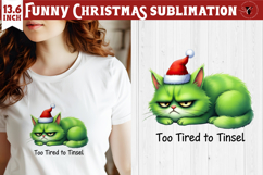 Funny Christmas animal sublimation | Grumpy green cat Product Image 1