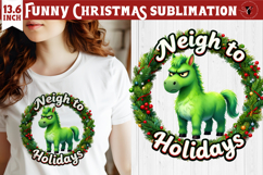 Funny Christmas animal sublimation | Grumpy green horse Product Image 1
