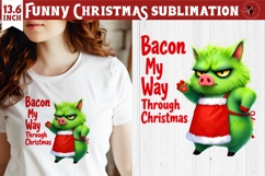 Funny Christmas animal sublimation | Grumpy green pig Product Image 1