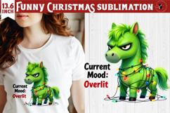 Funny Christmas animal sublimation | Grumpy green horse Product Image 1